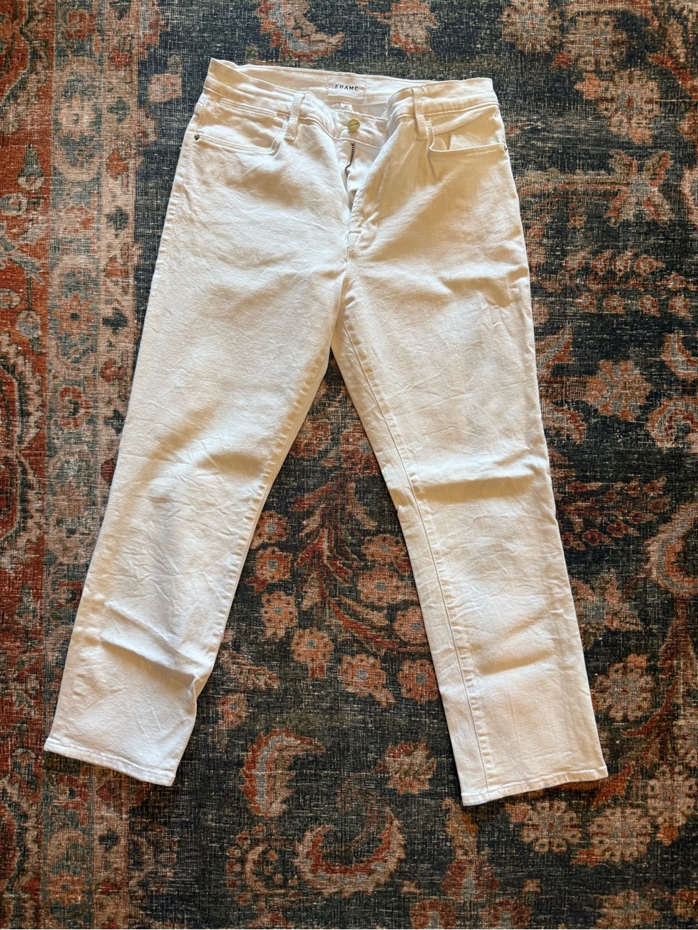 FRAME Le High Straight Women's White High-Rise Jeans